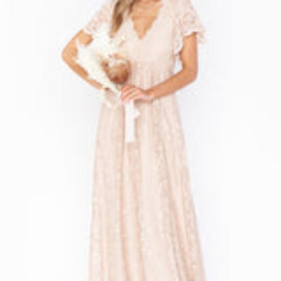 Champagne Cream lace bridesmaid dress